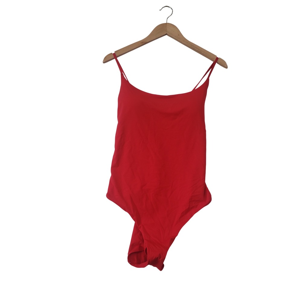 Everlane ReNew One Piece Swimsuit Womens XXL Red Lace Up Back Sustainable Beach